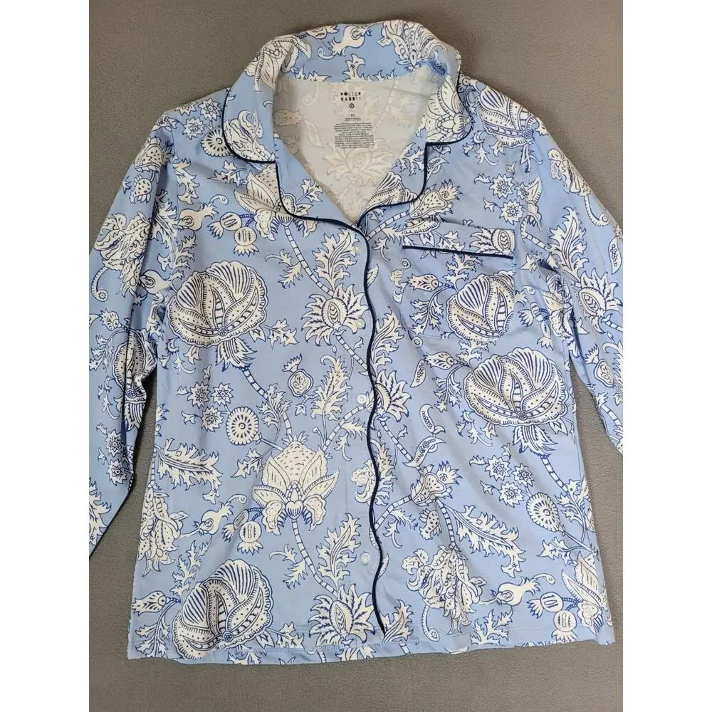 Target x Roller Rabbit - Women's Floral Vines Pajama Set Blue Size XS NWT - Picture 10 of 11
